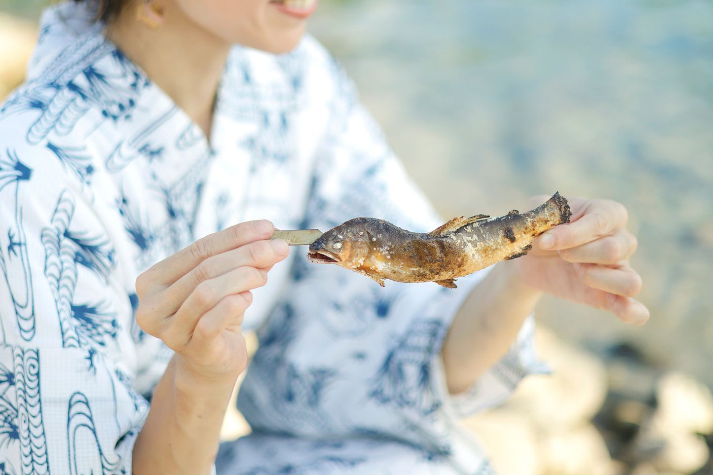<生>天然友釣り鮎の串さし4本セット(天然友釣り鮎串さし4匹)