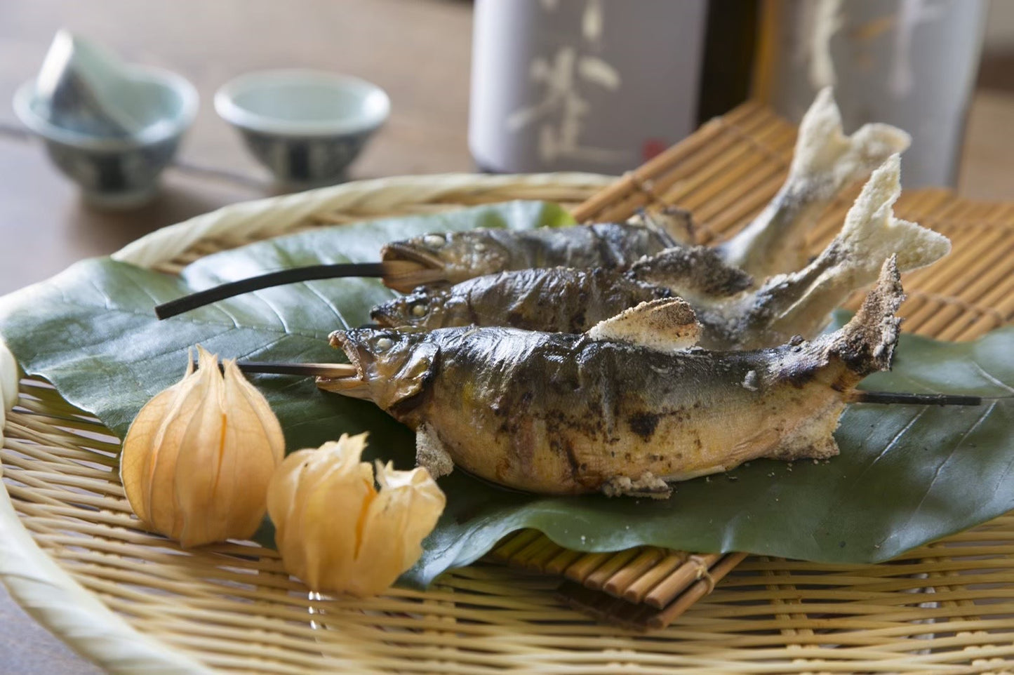 <生>天然友釣り鮎の串さし4本セット(天然友釣り鮎串さし4匹)
